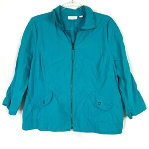 Chico's | Teal Blue 3/4 Sleeve Spring Jacket 100% Cotton Chicos 2/ US 12/L
